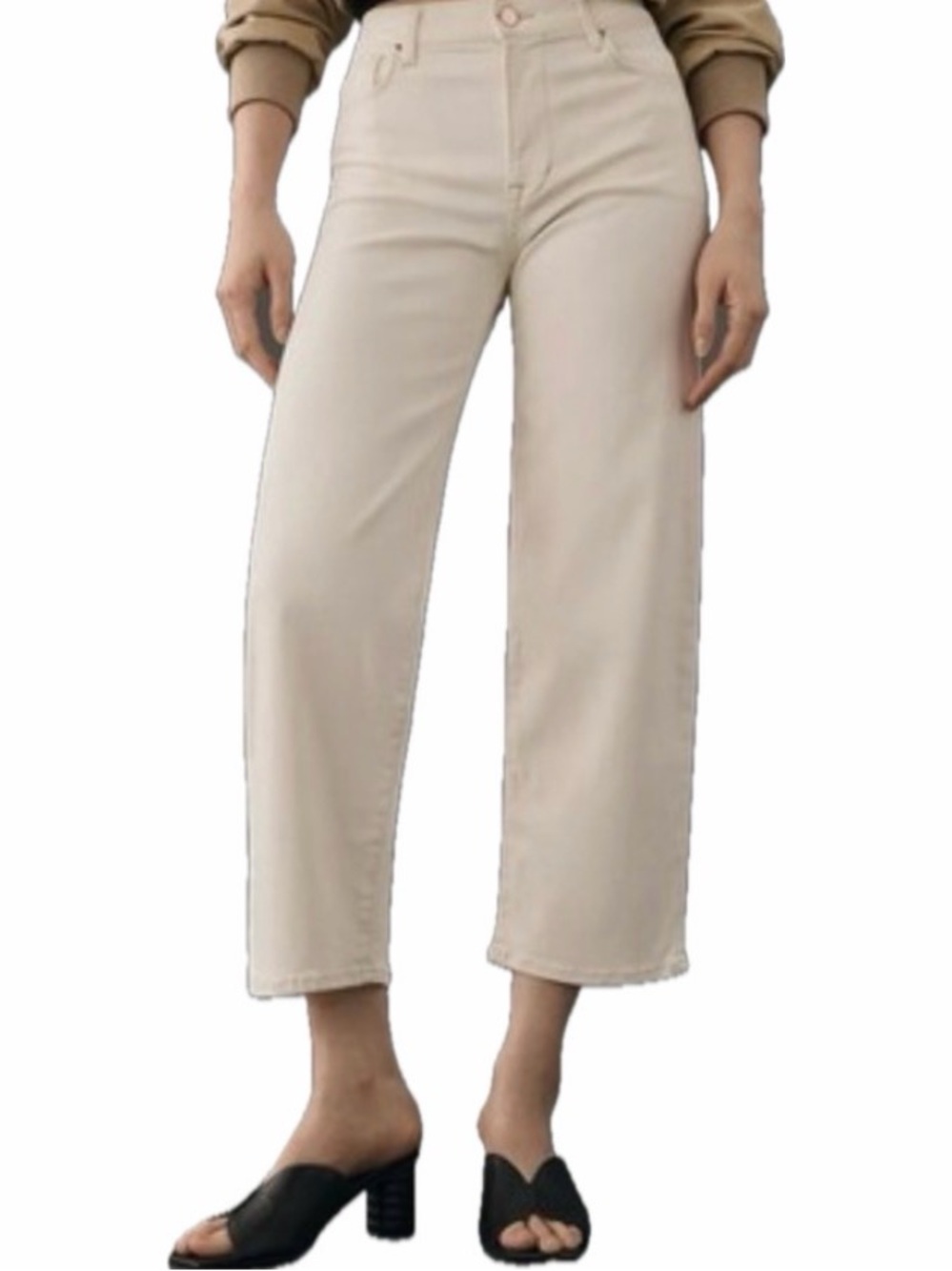 Fidelity Denim Malibu Cropped Wide-Leg Jeans in “Stone”